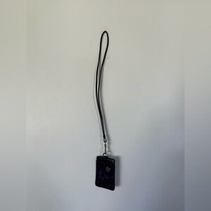 Coach Poppy Daisy Ocelot ID / Badge Purple Black Leopard Print